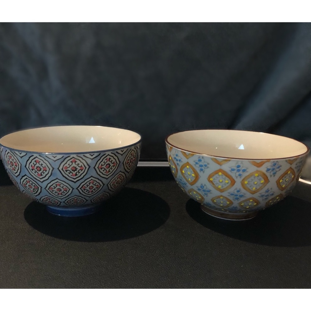Pair of New Painted Boho Chic Ice Cream or Cereal Bowls